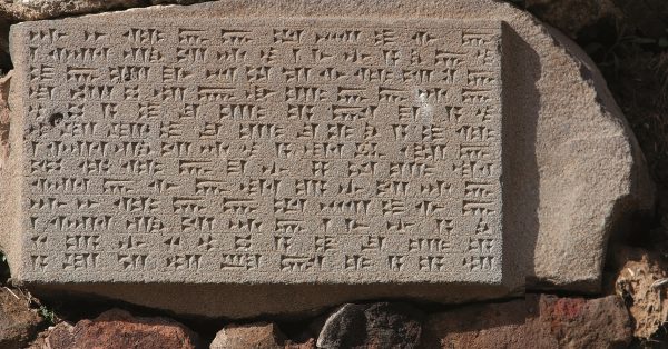 EC Yerevan, Erebuni, I. Argişti’nin çivi yazılı şehrin kuruluş kaydı, M.Ö. 782, bazalt (fotoğraf H. Simonyan)