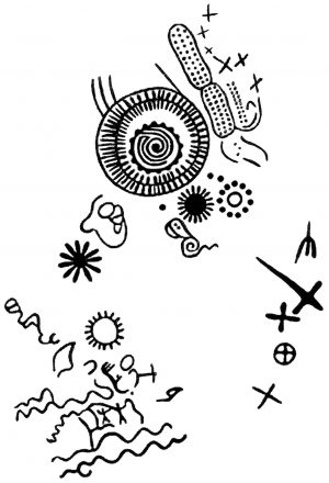 ՀՀ Գեղարքունիքի մարզ, Սև սար, ժայռապատկեր, Ք.ա. V-III հազ., բազալտ (լուս.` Կ. Թոխաթյանի)