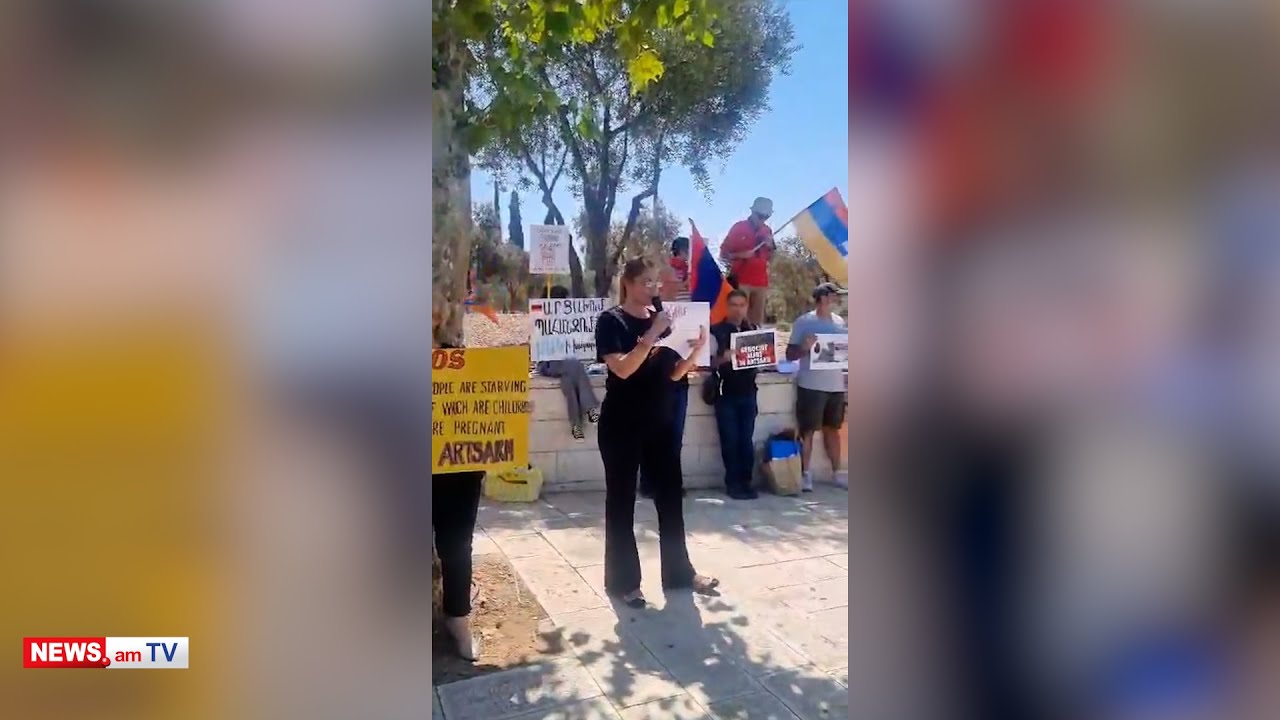 Kudüs’te Dışişleri Bakanlığı önünde protesto: “Laçin Koridoru’nu açın”, “Yeni bir soykırımı önleyin” (Video)