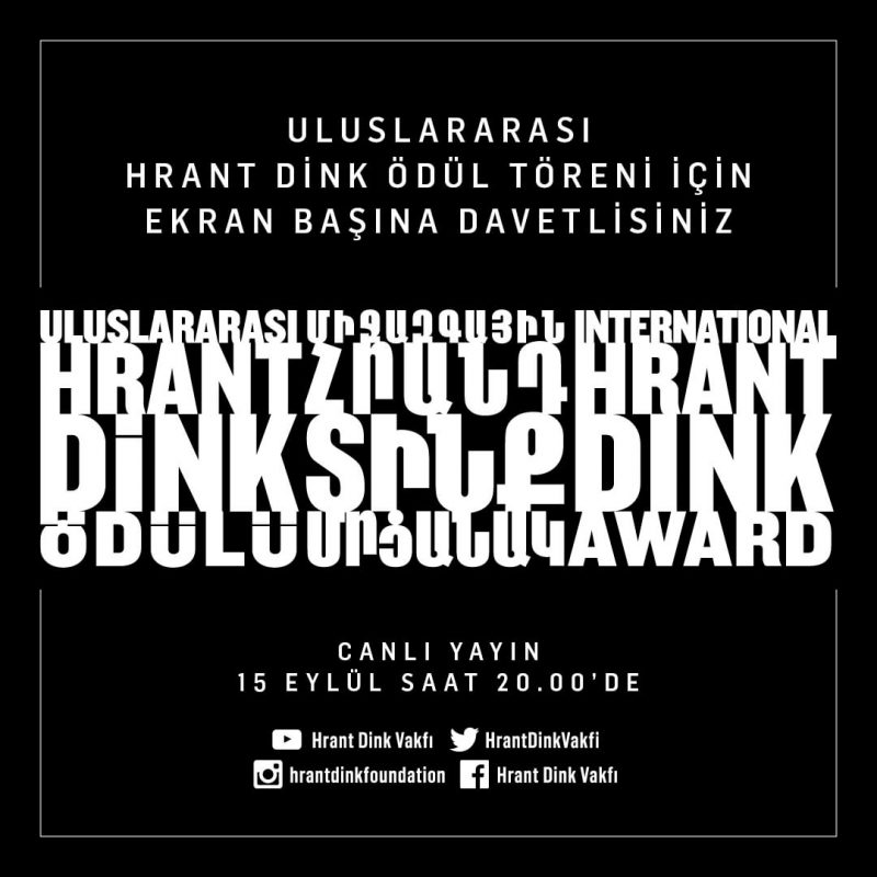2023 Uluslararası Hrant Dink Ödülü Töreni 15 Eylül’de yapılıyor!