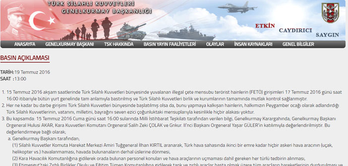 TSK’dan açıklama