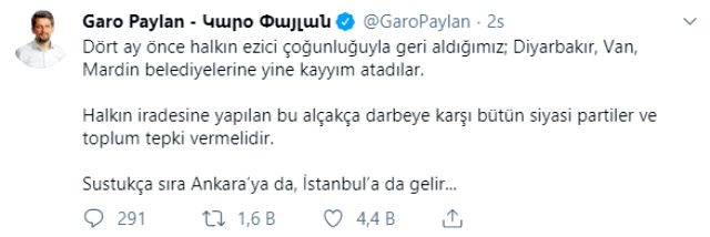HDP Diyarbakır Milletvekili Paylan: Sustukça sıra Ankara’ya da, İstanbul’a da gelir