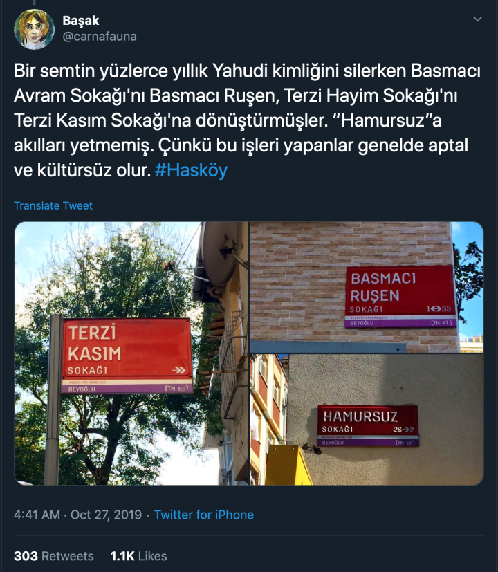 Hasköy’ün Yahudi Sokak Adları Geri Getirilsin – Nesi Altaras