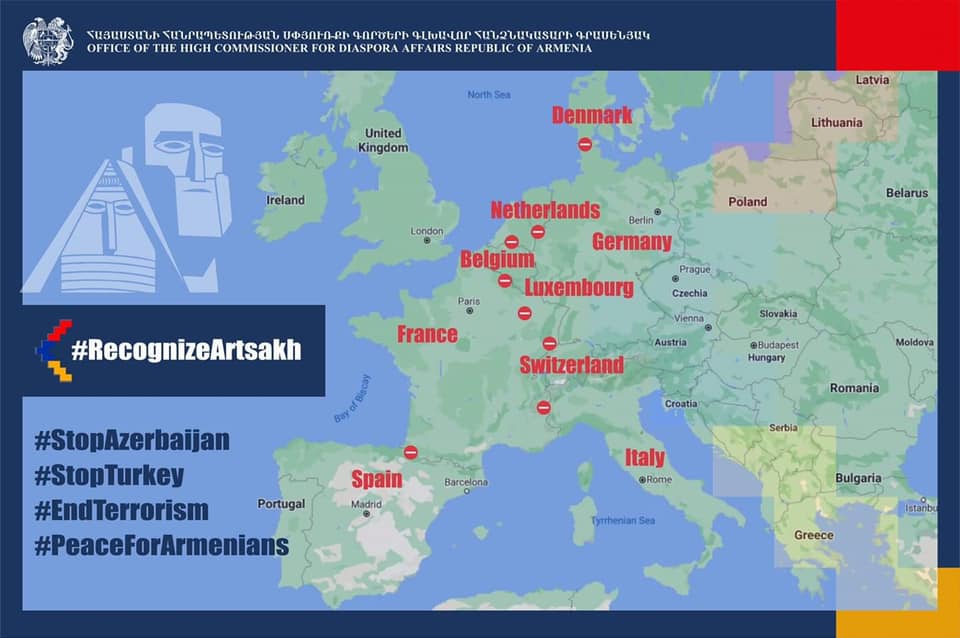 #RecognizeArtsakh: Ermeniler, Avrupa ülkelerinin ana yollarını kapattı