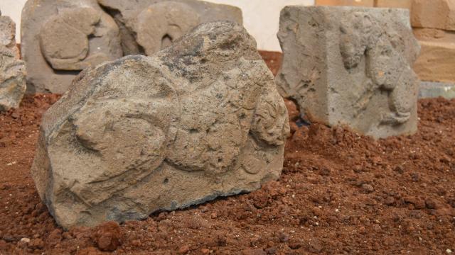 Ani’deki kazılarda bulunan asırlık aslan kabartmalı taşlar ziyarete açıldı