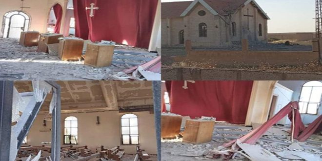 Türk İşgalinin Yeni Saldırganlığında Tel Tamr’daki Evlerde ve Mar Sava Kilisesi’nde Maddi Hasarlar