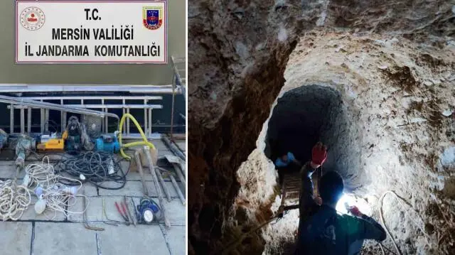 Mersin haberleri: Tünel sistemiyle define arayan 8 şüpheli yakalandı