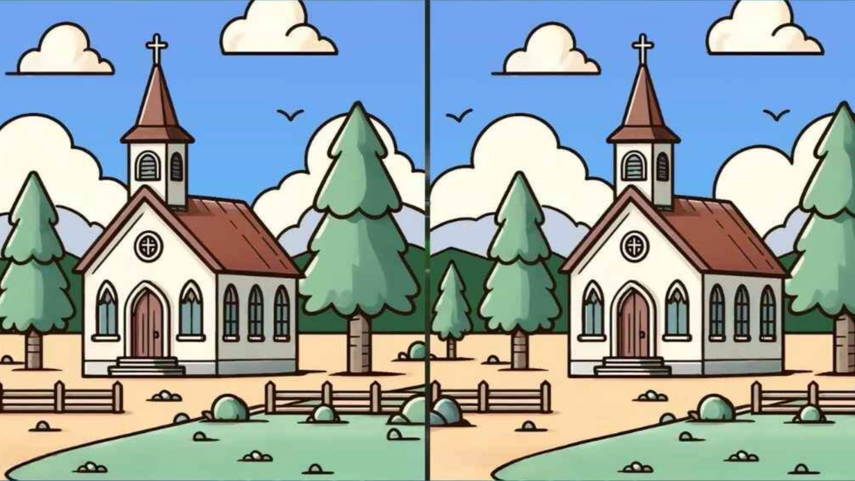 Ormanlık alandaki iki kilise arasındaki 3 farkı sadece yüksek IQ’su olanlar 12 saniyede buluyor