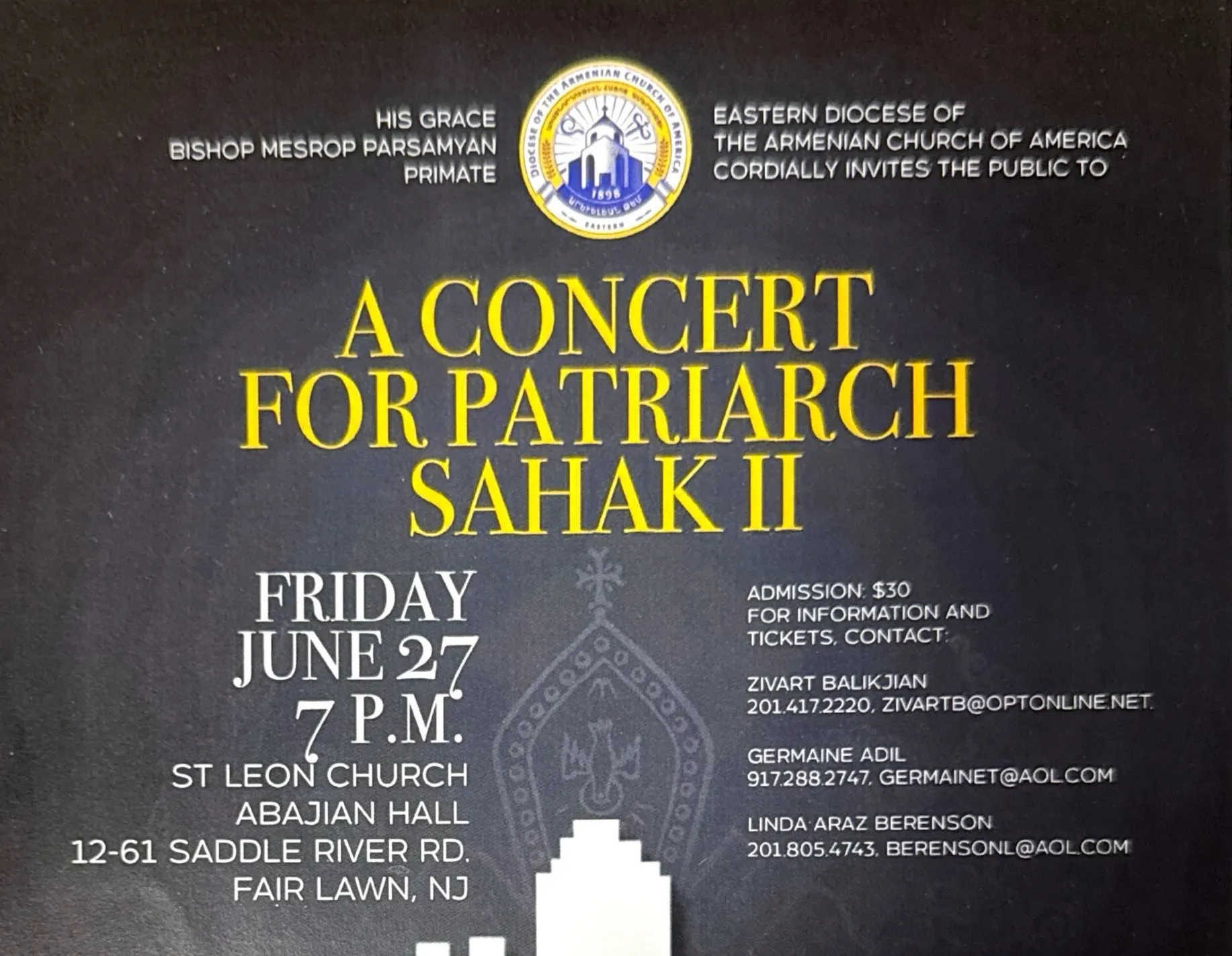 Patrik Sahak II Hazretleri Onuruna Konser