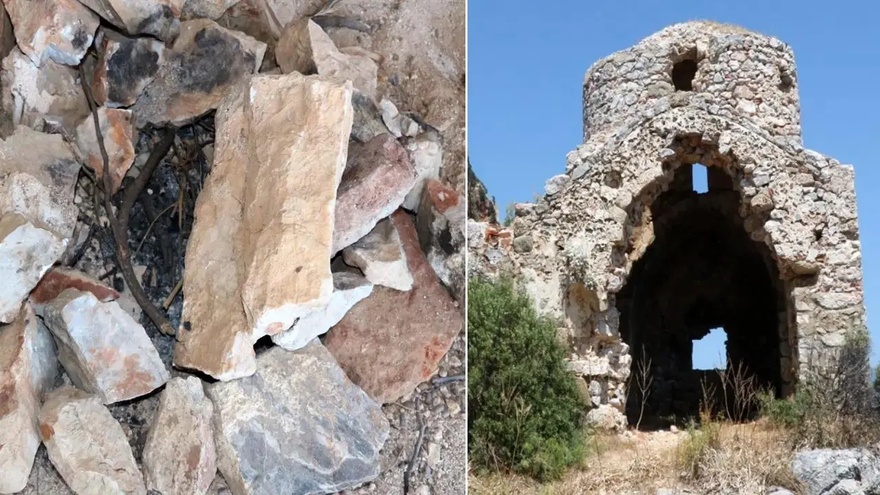 Antalya’da tarihi kilisenin taşlarını söküp, bölgede mangal yapmışlar