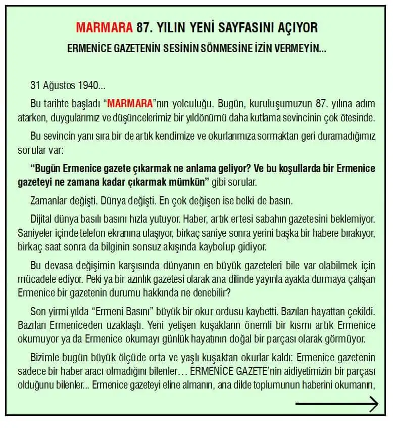 Marmara 87. yılın yeni sayfasını açıyor